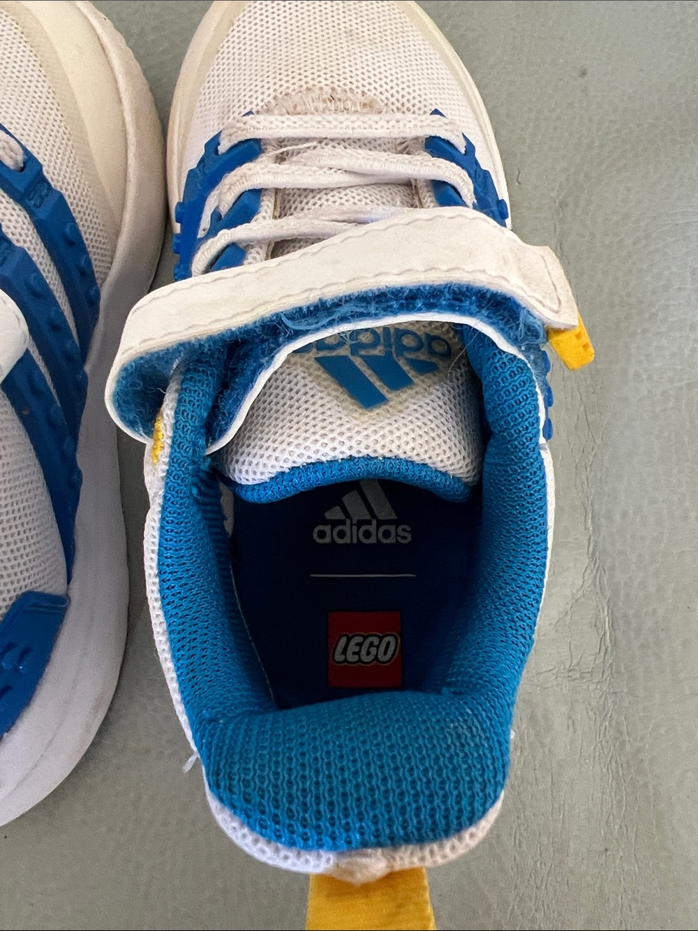 adidas Kids White & Blue LEGO Velcro Sneakers